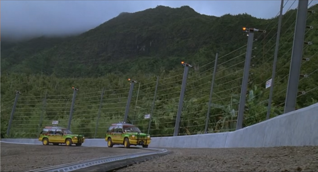 Jurassic park Dinosaur Enclosures and Electric Fence.